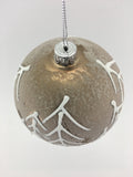 4" glass ball - Gold w Frost & Trees