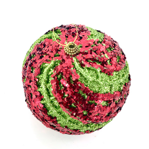 6.25" Ball Hanging Ornament (Green/Red)