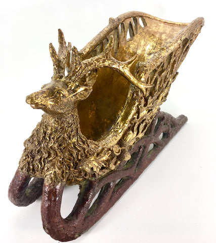 21" x 7.25" x 11" Reindeer Sleigh (Cpr/Gld)