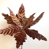 15" Velvet Poinsettia Spray - Copper brown