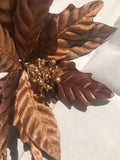 15" Velvet Poinsettia Spray - Copper brown