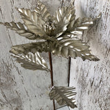 21" Silver-Pewter Poinsettia Spray