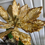 10" x 30" Gold Poinsettia Spray