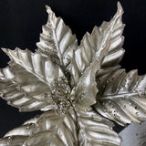 21" Silver-Pewter Poinsettia Spray