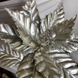 21" Silver-Pewter Poinsettia Spray