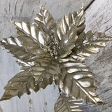 21" Silver-Pewter Poinsettia Spray