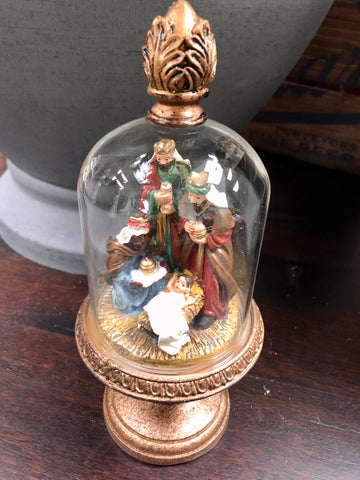 8.5" Nativity Set Under Glass